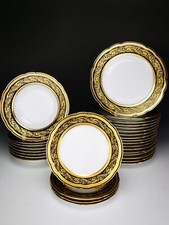 BERNARDAUD "Vendôme" Bleu - 12 Assiettes de table - Limoges or