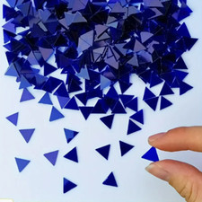 Fusing Glass Mosaïque  100 Carreaux Verre Transparent Triangle  Bleu Profond