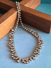 Vintage Collier Style Art Déco Argenté Strass Imitation Rivière de Diamants