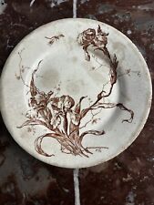 Assiette Art-Nouveau Faïence de Gien - Modèle Iris couleur Sepia- D 23,5 cm