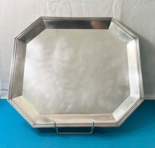 GRAND plateau de service octogonale CHRISTOFLE métal argenté 47x40,5 cm table