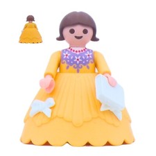 Figurine fille Playmobil grande robe jaune livre médiéval château
