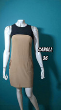 Caroll Taille 36  Robe doublée sans manches beige et noire