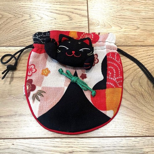 Sac tissu zen noir rose - tissu,