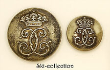 2 Boutons de Livrée- Lettres CC entrelacés, couronne Ducale. France. 26/18 mm