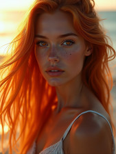 Photo 15×20 – Femme rousse au soleil couchant – portrait lumineux pin-up