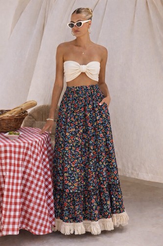 Maxi jupe franges moschino - jupe, à