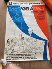 Affiche ancienne Theatre Les Voraces.Theatre satirique.caricature Politique. 