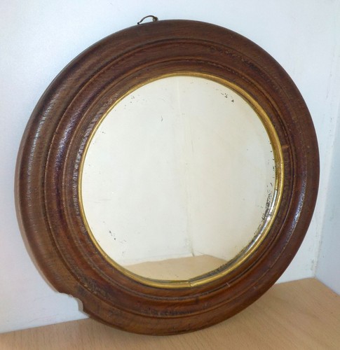 Petit miroir rustique rond - , en