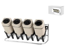 H&h Support D'Épices Avec 4 Pots En Verre Avec Support En Acier