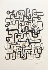 Encre Originale signée GARV Monochrome Abstrait 42x30 cm Abstraction Abstract