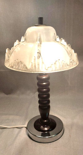 Lampe pied chromé - , bois