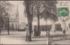 CARTE POSTALE CPA  DIJON EGLISE ET PORTE SAINT-PIERRE/ENFANTS A VELO/FONTAINE