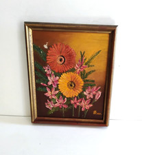 Tableau signé par l'artiste représentant un bouquet de fleurs année 1977 BE