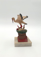 CIGOGNE EN PLOMB POLYCHROME - QUIRALU ? 15 CM DE HAUT