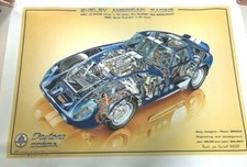 AFFICHE écorché éclaté AC COBRA DAYTONA SHELBY LE MANS GT WINNER 1964 P. BROCK  