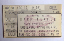 DEEP PURPLE 1998 TICKET   CONCERT  1998  L. A. Universal Amphitheatre  Gillan