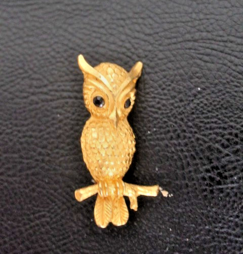 Broche hibou plaqué - en, or