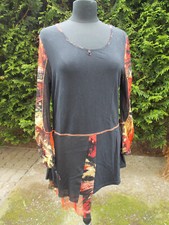 TOP Tee shirt robe courte tunique longue noir bi-matières FRED SABATIER 44/46