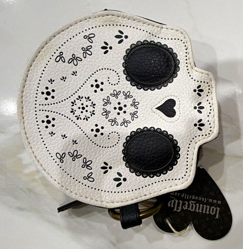 Loungefly white black skull - white, &