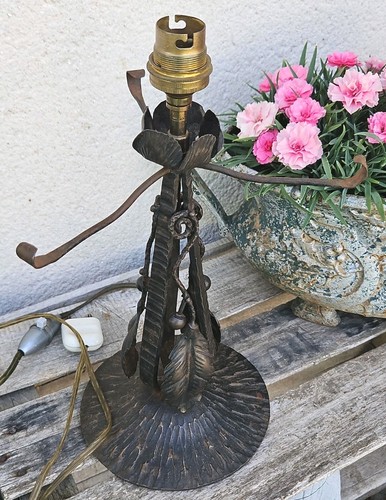 Ancien pied lampe fer - ancien, en