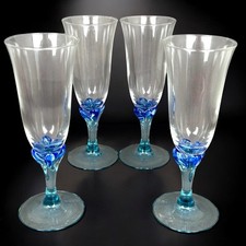 Lot 4 flûtes champagne vert soufflé Arc France vintage 70s Luminarc