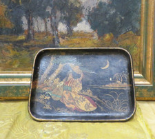 ancien petit plateau papier maché carton bouilli style japon epoque 1900