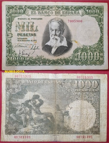 1000 pesetas année 1951