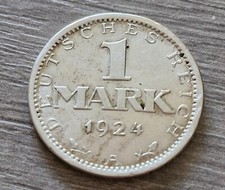 belle monnaie Allemagne république de weimar 1 mark argent  1924 A