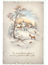 Pays Enneigé Cerf Faon Carte Postale D'époque Souhaits Joyeux Noël WEIHNACHTEN