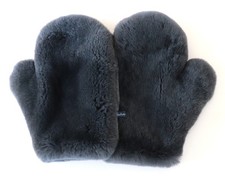 Gants En Fourrure Paire Rex Lapin Chinchilla Touch Hiver Gris Foncé