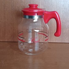 Verseuse À Thé Ou À Café  Pichet En Verre Rouge Et Noir, Cafetiere, Théière 