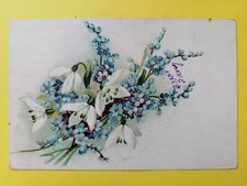 CPA FANTAISIE Bonne Année 1915 FLEURS FLOWERS Bouquet de Perce-Neige Myosotis