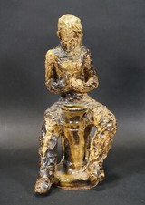 Vintage Design Figurine Sculpture Forge Représentation Töpferin An Tonscheibe