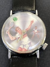 RARE incroyable MONTRE ANIMÉE AVEC AUTOMATE SPORT TENNIS VINTAGE mécanique