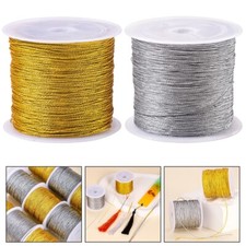 Corde ?? dentelle fil d'argent dor?? pour bijoux bricolage l??g??re et facile ??