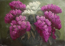 Tableau ancien huile floral