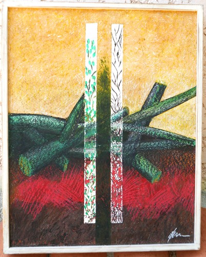 Grand tableau signé arbres - tableau,