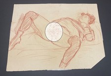 Curiosa René Seyssaud dessin original érotisme jouissance solitaire sanguine