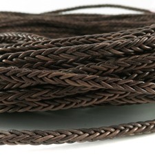 Corde En Cuir Tressée Carrée | 3 Mm - Maille Marron - Ruban Carré