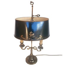 MAGNIFIQUE LAMPE BOUILLOTTE EN BRONZE ABAT JOUR EN TOLE PEINT STYLE EMPIRE