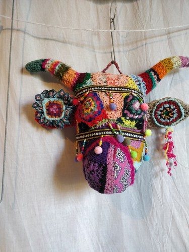 Tête vache ppapier mâché - tête, de