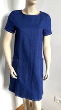 robe T36/38 jeans coton stretch coupe droite manche habillée poches 490!
