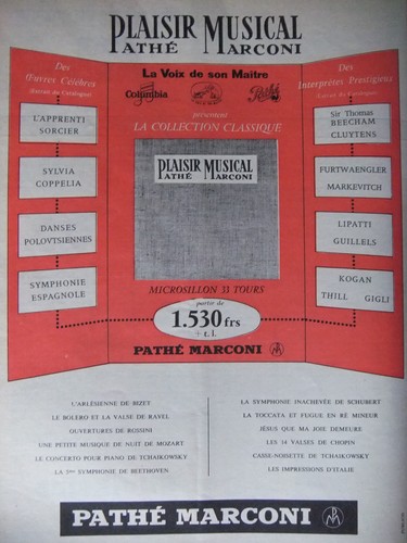Publicité 1958 pathé - publicitÉ, marconi