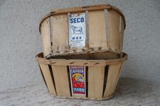 Lot de 2 cageots en bois cagettes caisse vintage 60 déco fruit legume objet pub