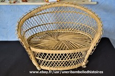 ancien fauteuil deux places, canapé  en osier pour poupée, long 41 cm, haut 31 c