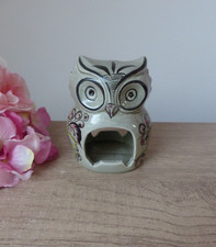 Hibou chouette photophore bougeoir en céramique peint à la main Vintage