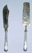 Ancien couteau et pelle à gâteau en métal doré