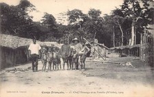 Congo Brazzaville - Chief Missanga and his family with Mr. A. Chaussé in N'Goko
