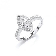 Argent Sterling Marquise Blanc Pierre Robe Bague Avec Zircon Cubique